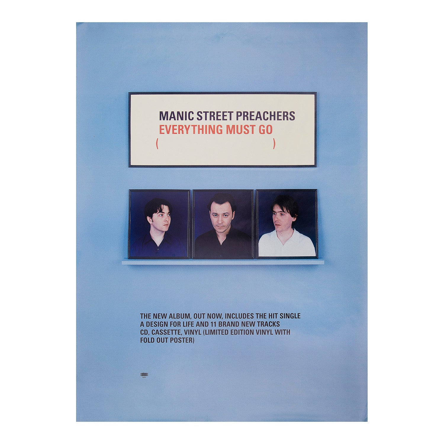 Original promotional poster Everything Must Go, the fourth studio album by the Manic Street Preachers, released on 20 May 1996