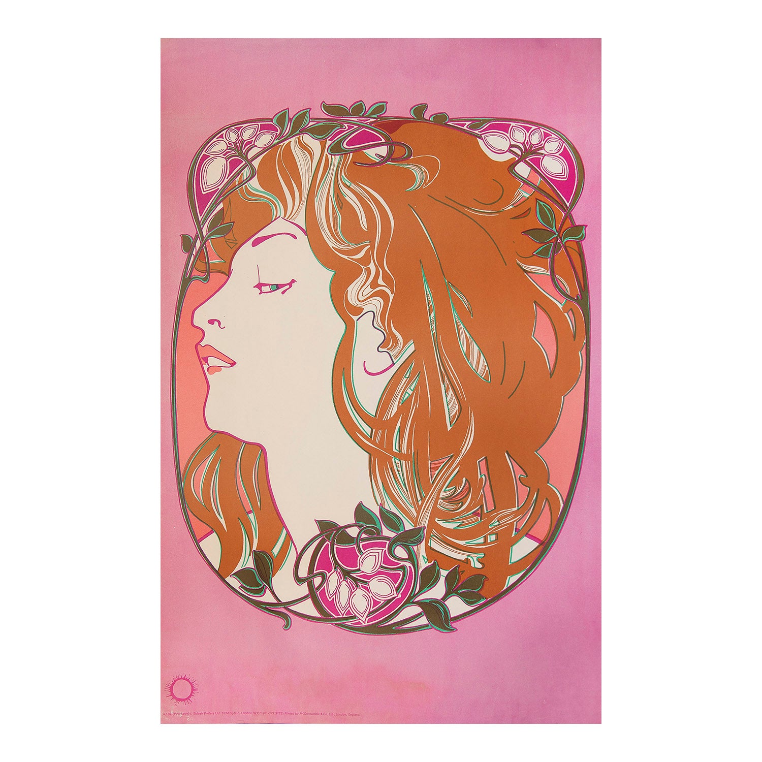 1960s decorative poster, The Pink Lady, published by Splash Posters, 1968