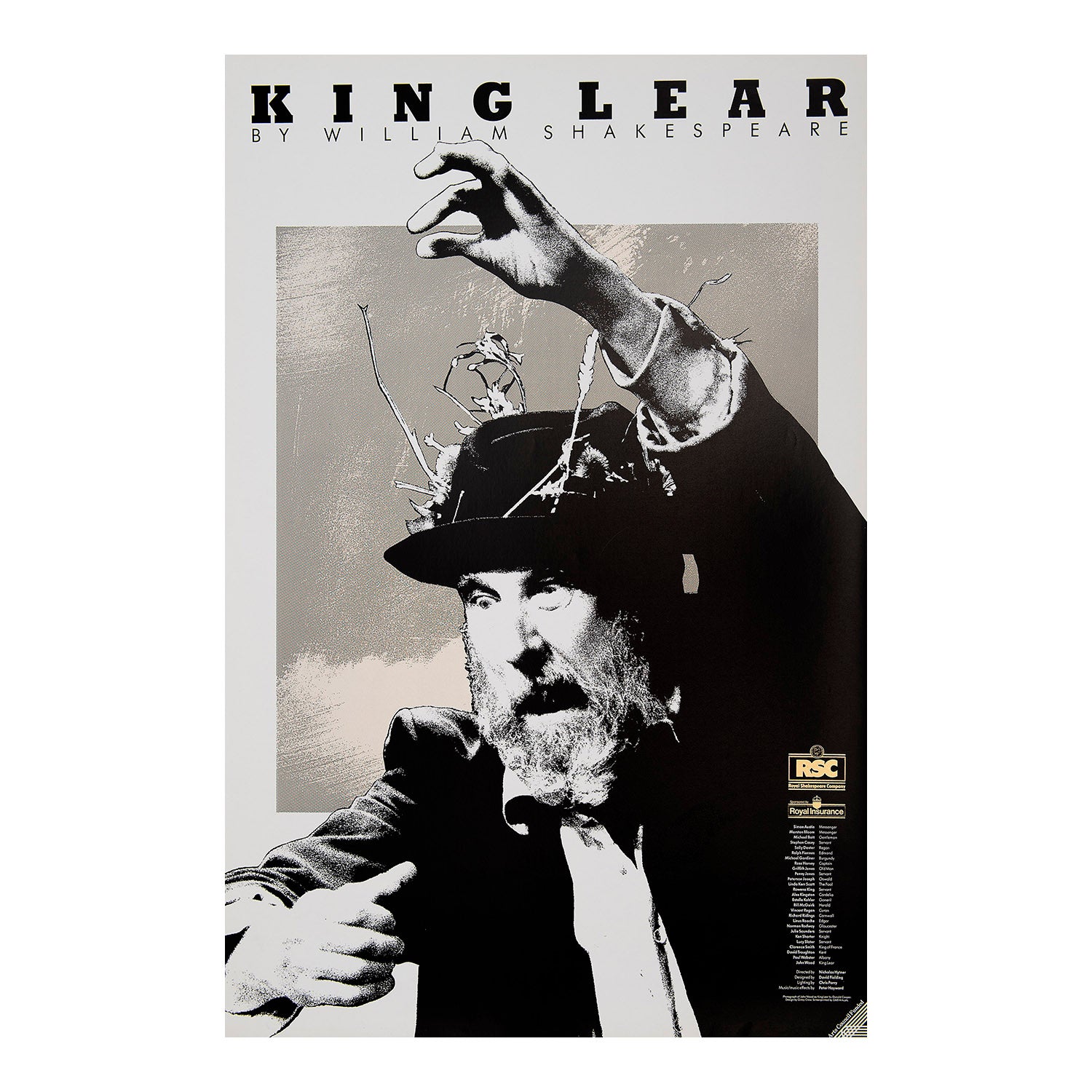 An original poster for the 1991 Royal Shakespeare Company (RSC) production of King Lear. Directed by Nicholas Hytner