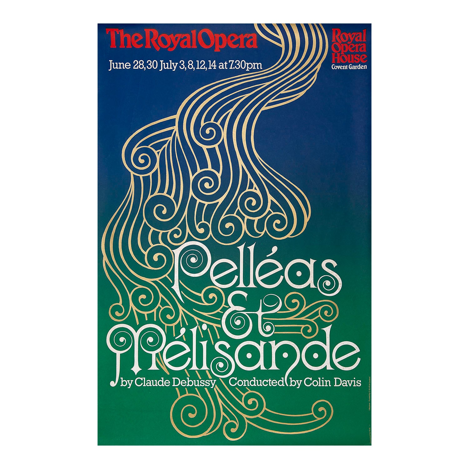 An original theatre poster for a production of Pelléas et Melisande (Claude Debussy), Royal Opera House, Covent Garden, 1978