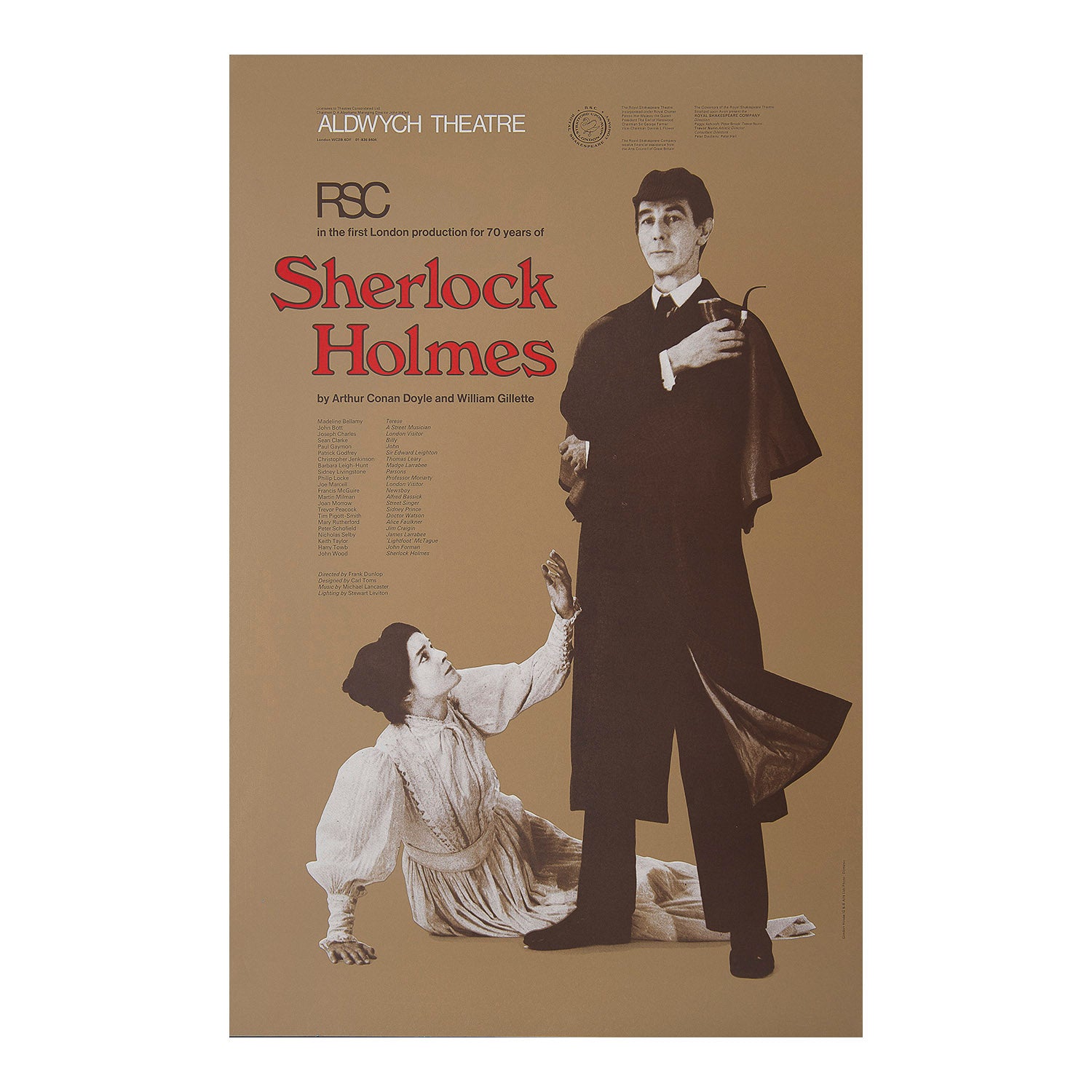 An original poster for the 1974 Royal Shakespeare Company (RSC) production of Sherlock Holmes