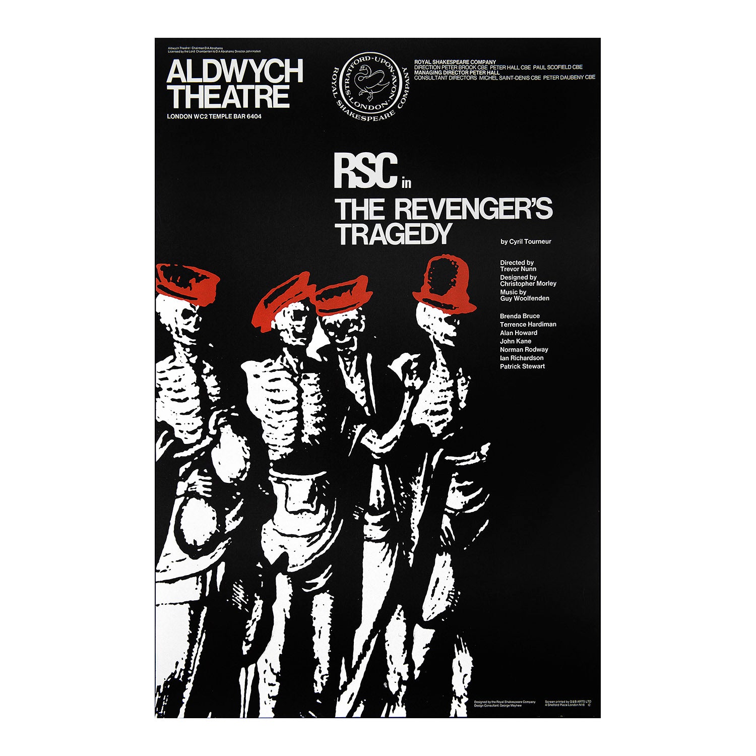 An original poster for the 1967 Royal Shakespeare Company (RSC) production of The Revenger’s Tragedy, Aldwych Theatre