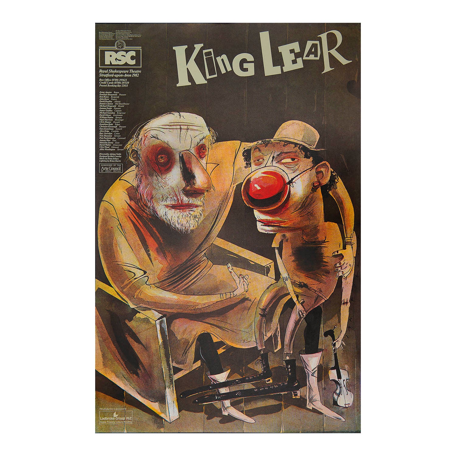 An original poster for the 1982 Royal Shakespeare Company (RSC) production of King Lear, Stratford-Upon-Avon