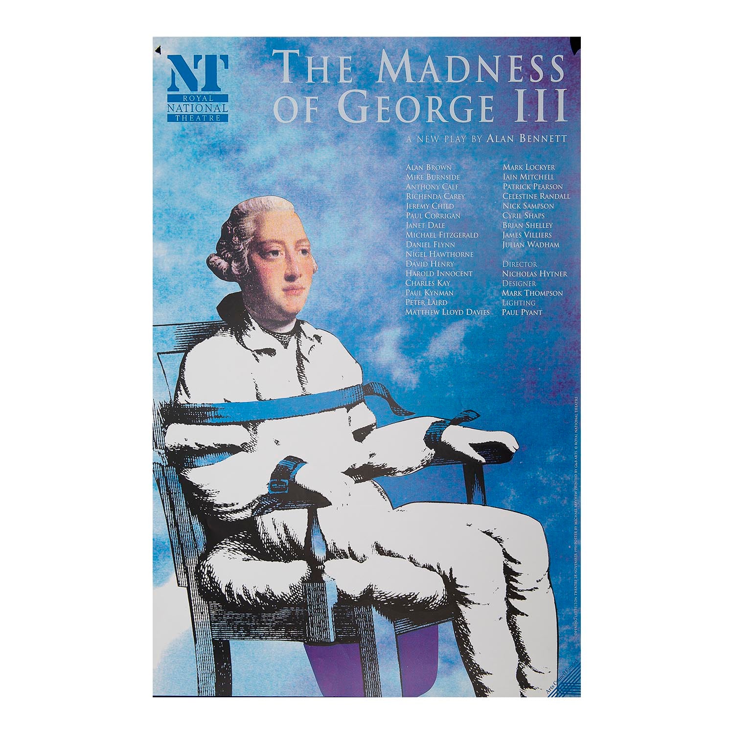 Original theatre poster for the opening production of The Madness of George III, National Theatre, 1991.