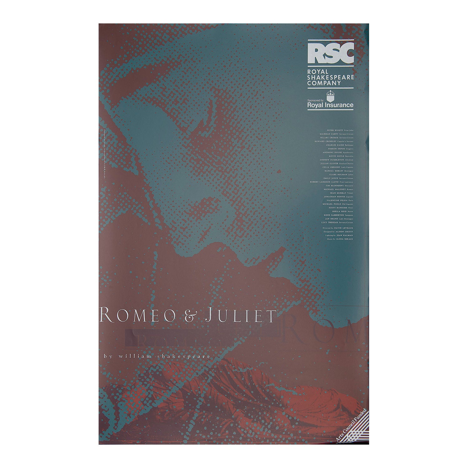 Original theatre poster for an RSC production of Romeo and Juliet, Royal Shakespeare Theatre, 1991