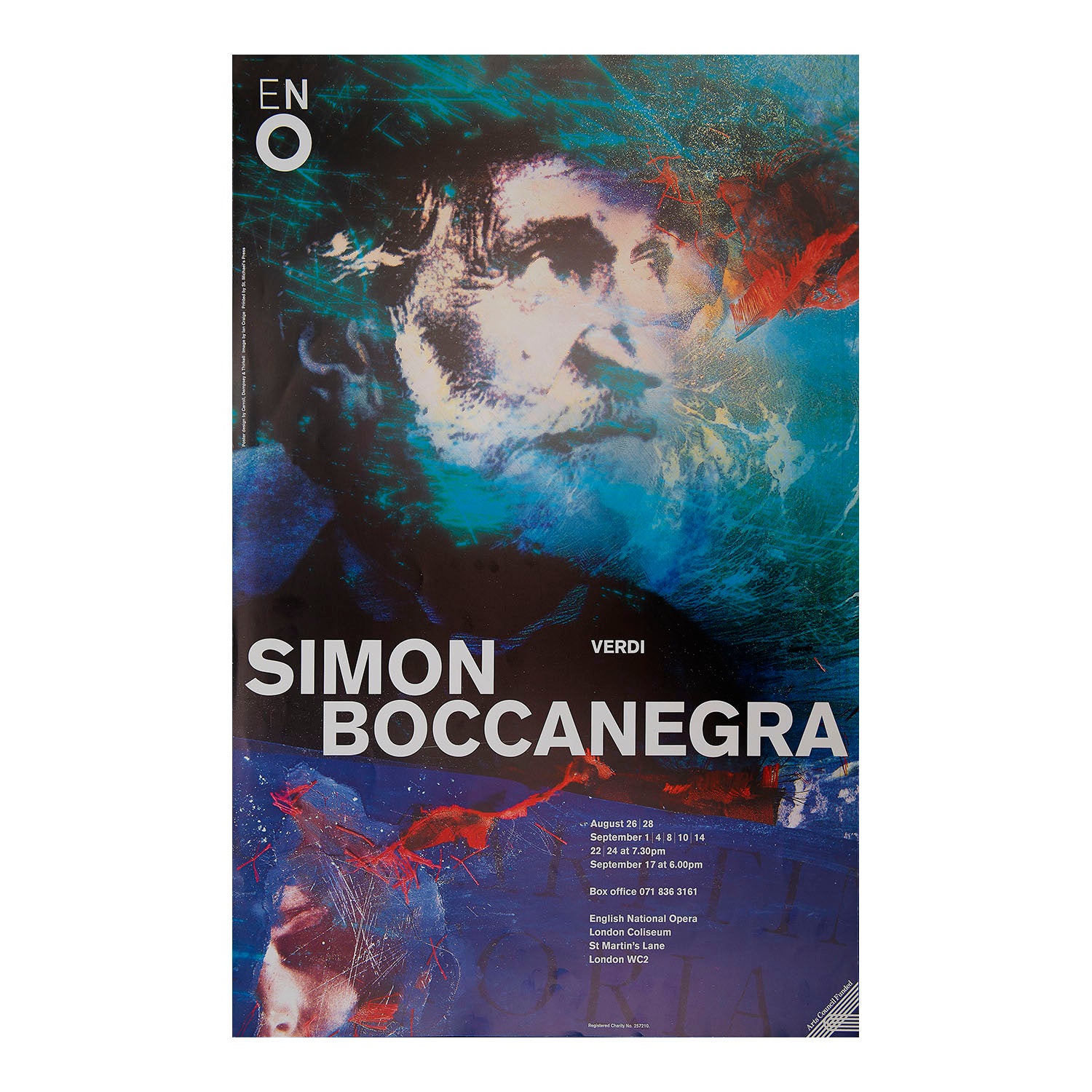 Original English National Opera poster, Simon Boccanegra (Verdi), London Coliseum, 1986.