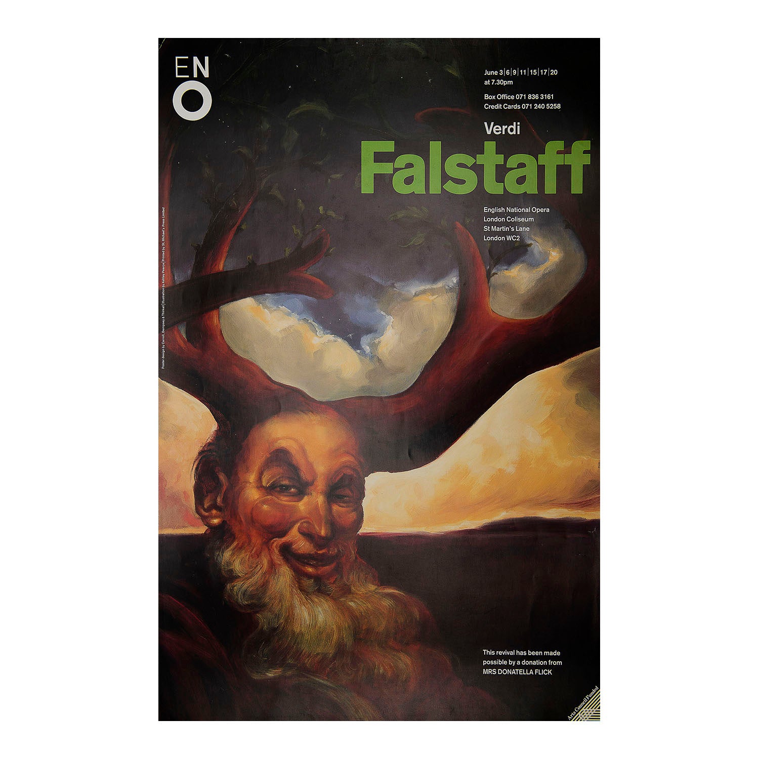 Original English National Opera poster, Falstaff, London Coliseum, 1991. 