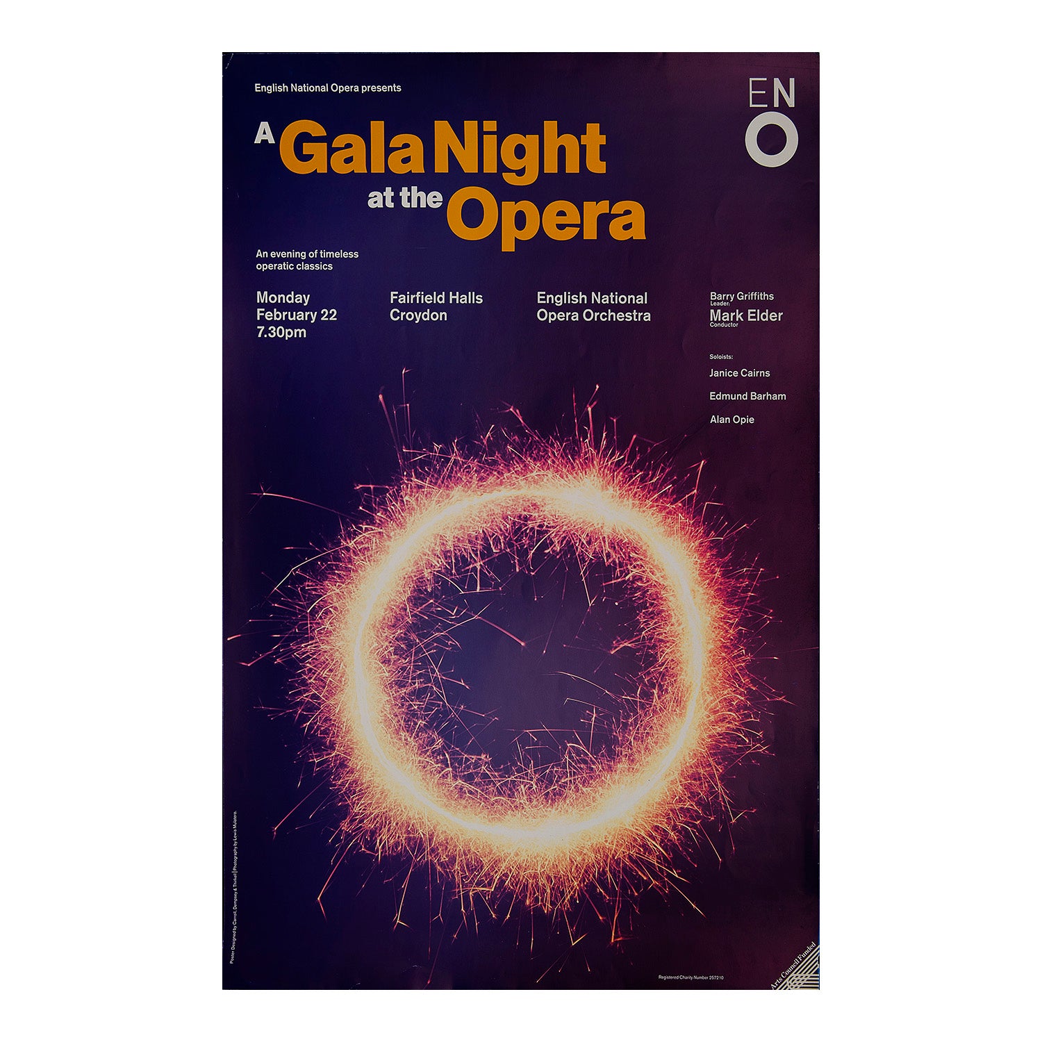 Original English National Opera poster, A Gala Night at the Opera, Fairfield Hall Croydon, 1993