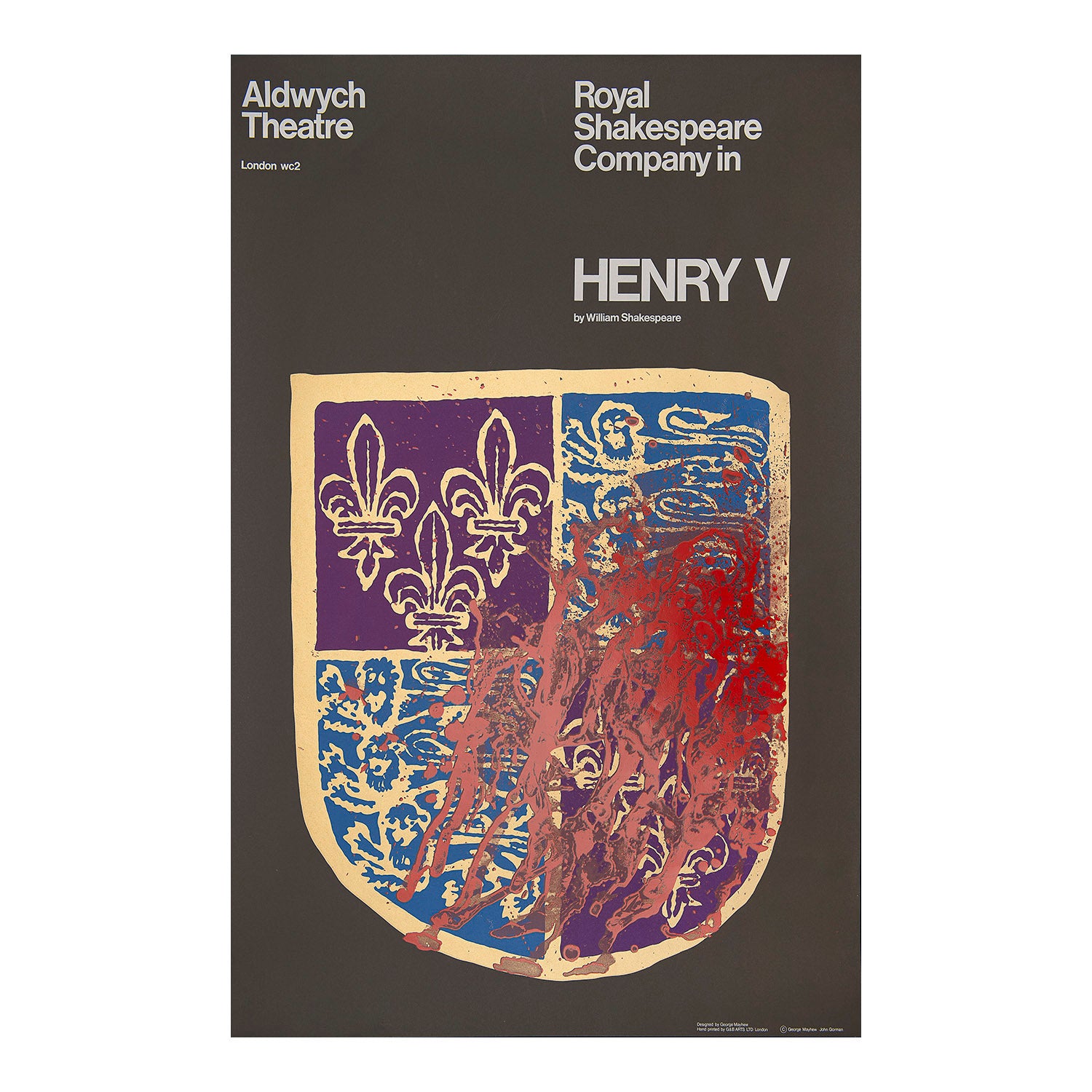 An original poster for the 1965 Royal Shakespeare Company (RSC) production of Henry V, Aldwych Theatre.