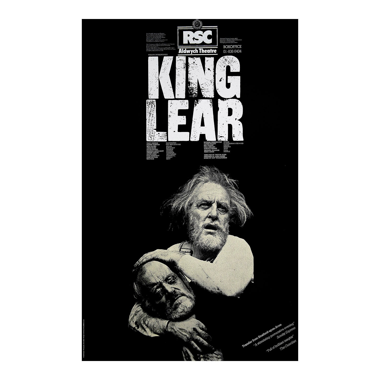 An original poster for the 1977 Royal Shakespeare Company (RSC) production of King Lear, Aldwych Theatre