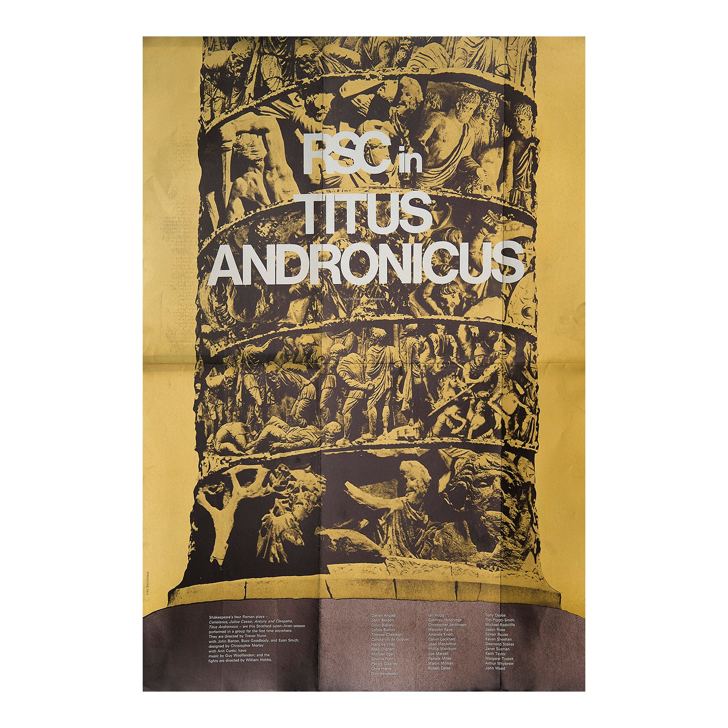 Original theatre programme poster for a production of Titus Andronicus, Royal Shakespeare Company, Stratford-Upon-Avon, 1972.