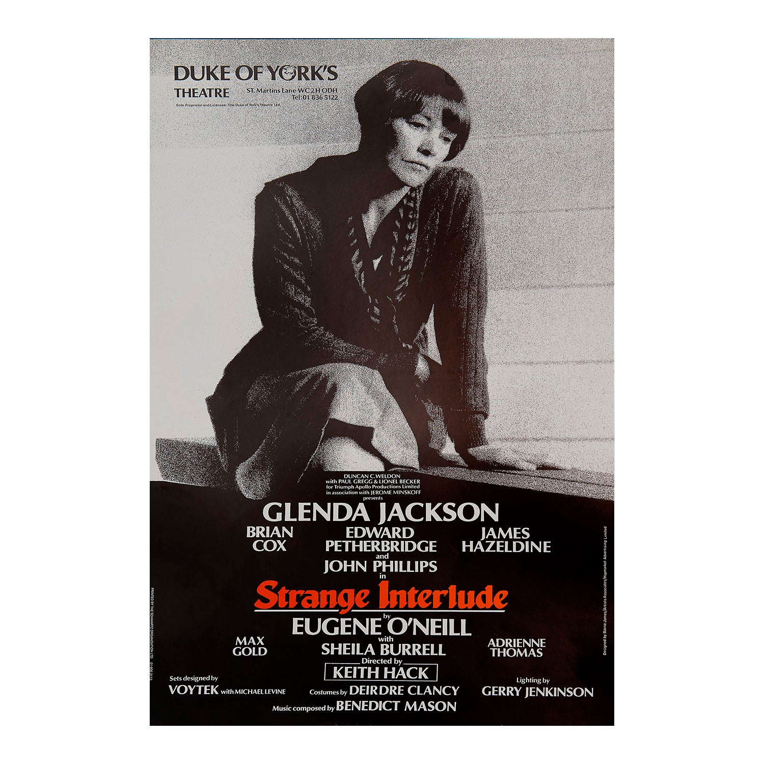 Original theatre poster for a production of Strange Interlude (by Eugene O’Neill), Duke Of York's Theatre, 1984. 