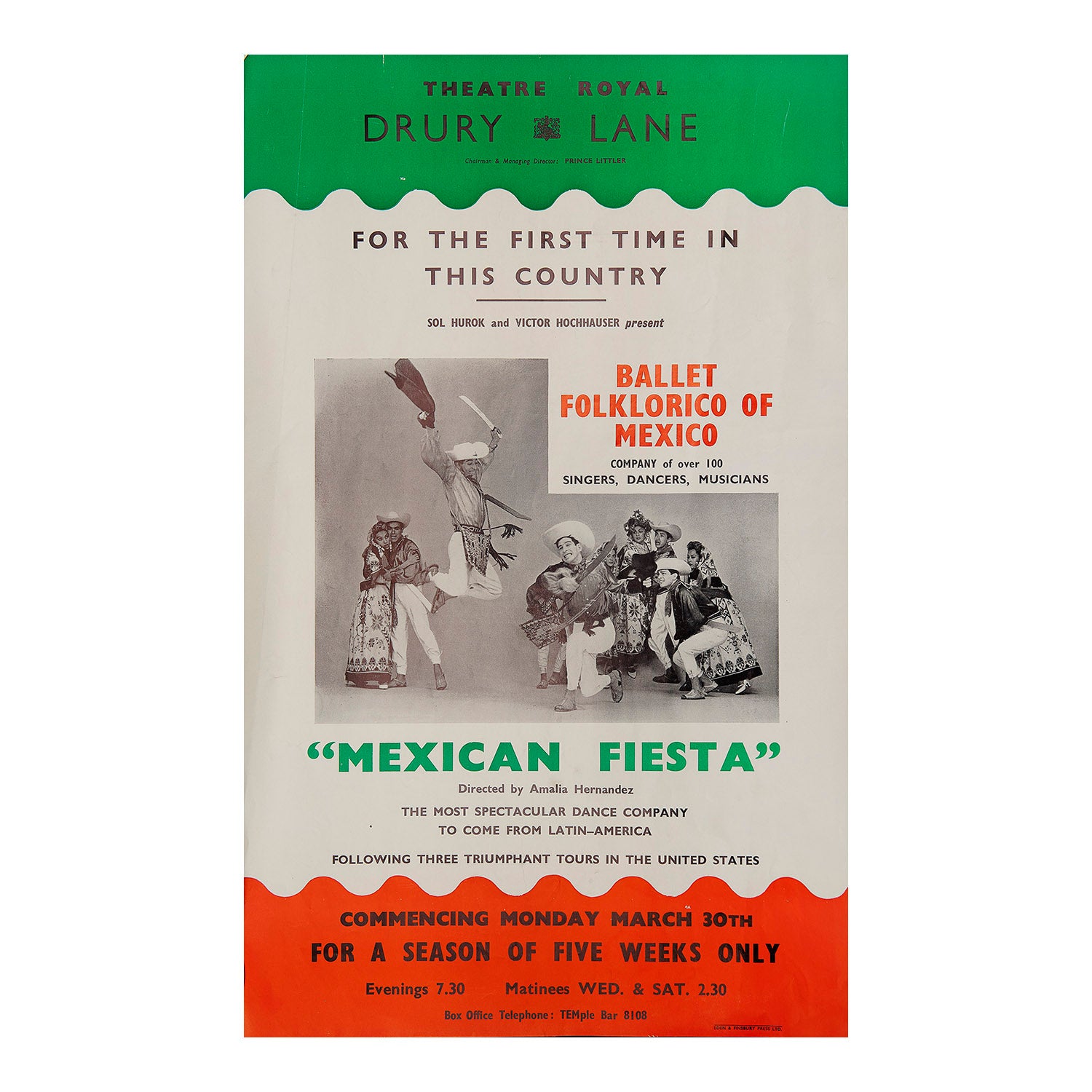 Original theatre poster for a production of Mexican Fiesta, Theatre Royal, 1964