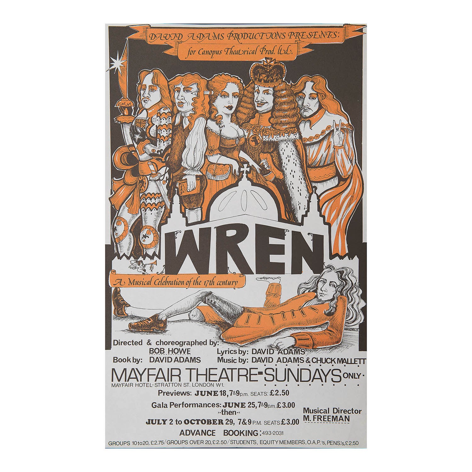 Original poster for a production of Wren (by David Adams), Mayfair Theatre, 1978