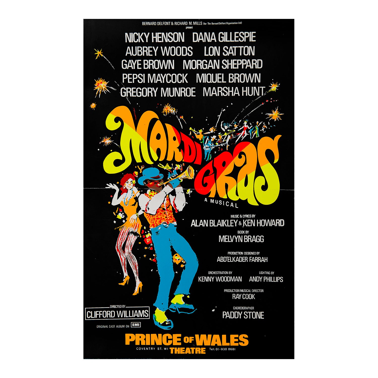 Original poster for a production of Mardi Gras, Price of Wales Theatre, 1976.