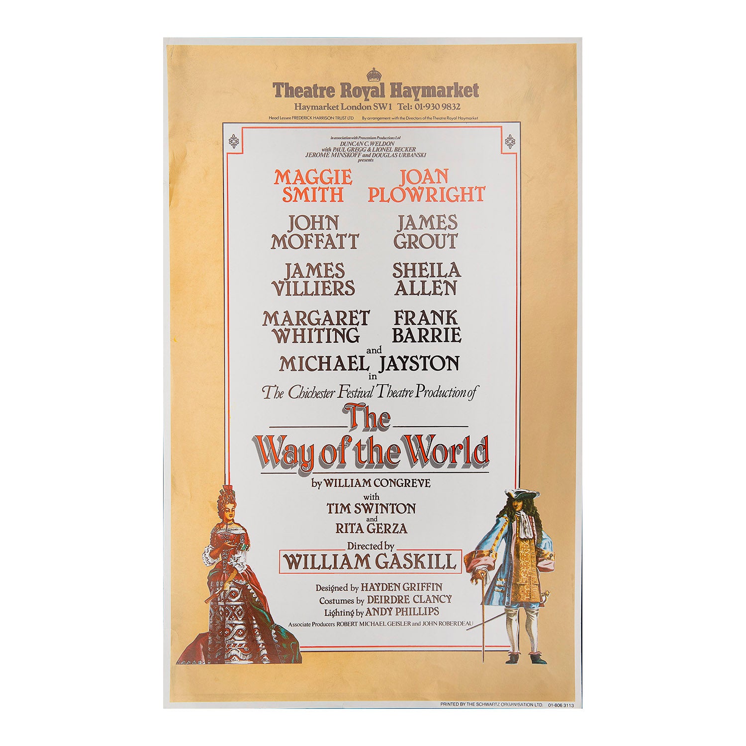 Original theatre poster for a production of The Way of the World (by William Congreve), Theatre Royal Haymarket, 1984