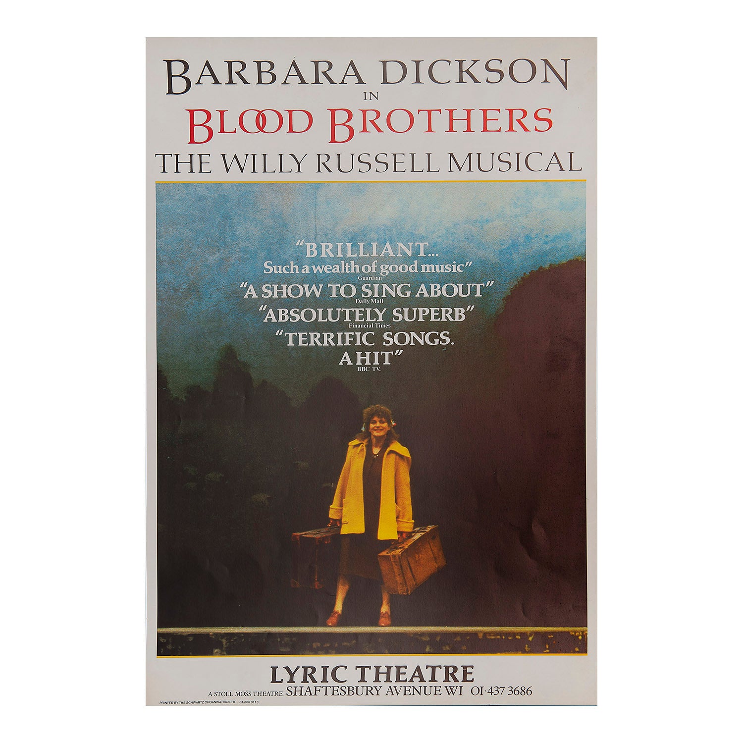 Original theatre poster for a production of Blood Brothers (by Noël Coward), Mermaid Theatre, 1983