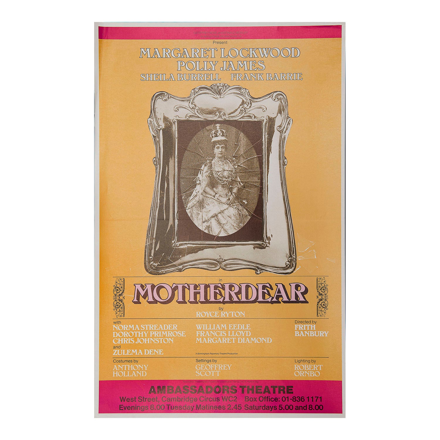 An original theatre poster for a production of Motherdear (by Royce Ryton), Ambassadors Theatre, 1980. 