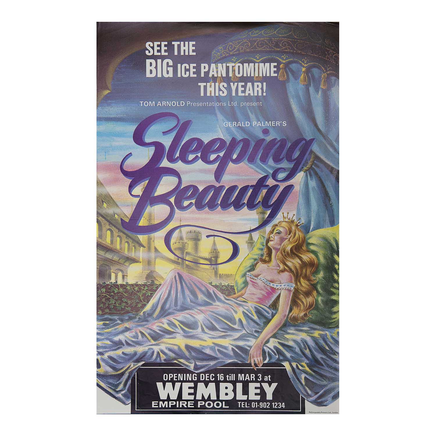 Original poster for a production of Sleeping Beauty (on ice), Wembley Pool, 1972.