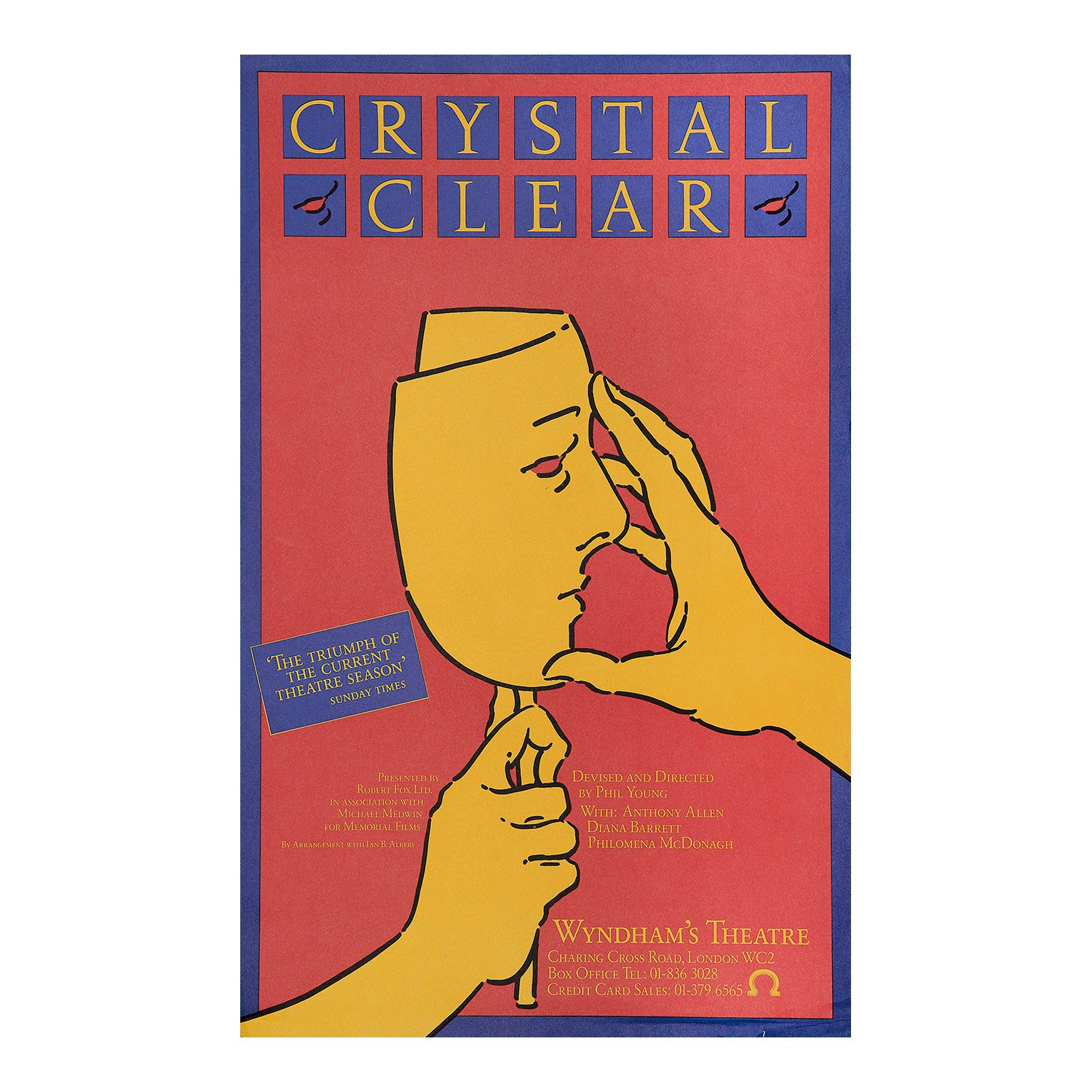 Original theatre poster for a production of Crystal Clear, Wyndham's Theatre, 1983