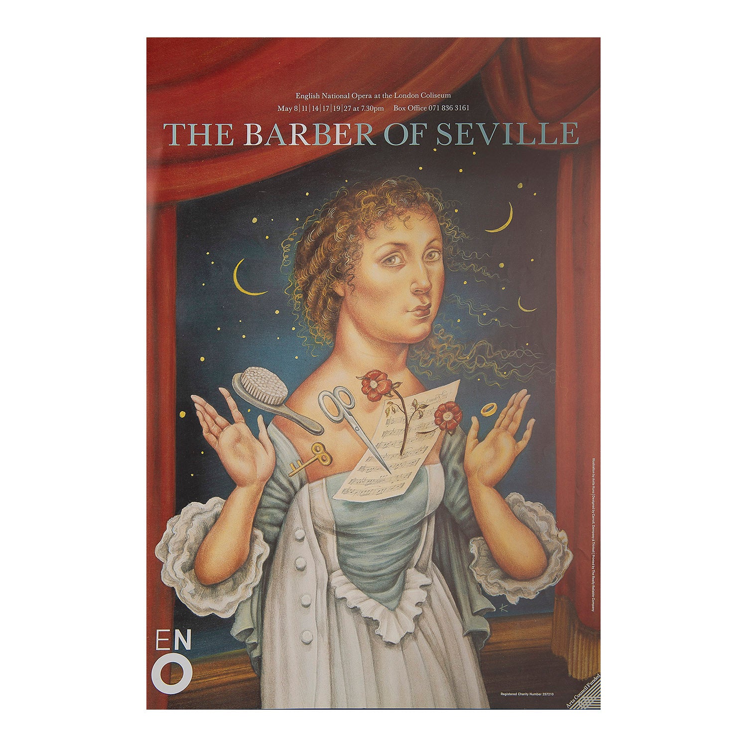 Original English National Opera poster, The Barber of Seville, London Coliseum, 1993