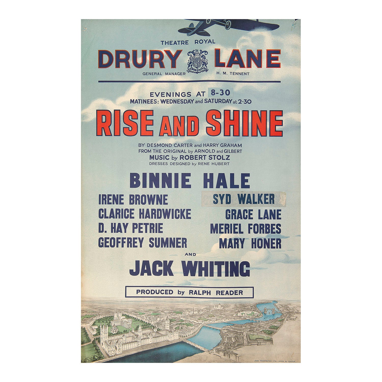 Original Theatre Royal, Drury Lane, poster for a production of Rise and Shine, 1936