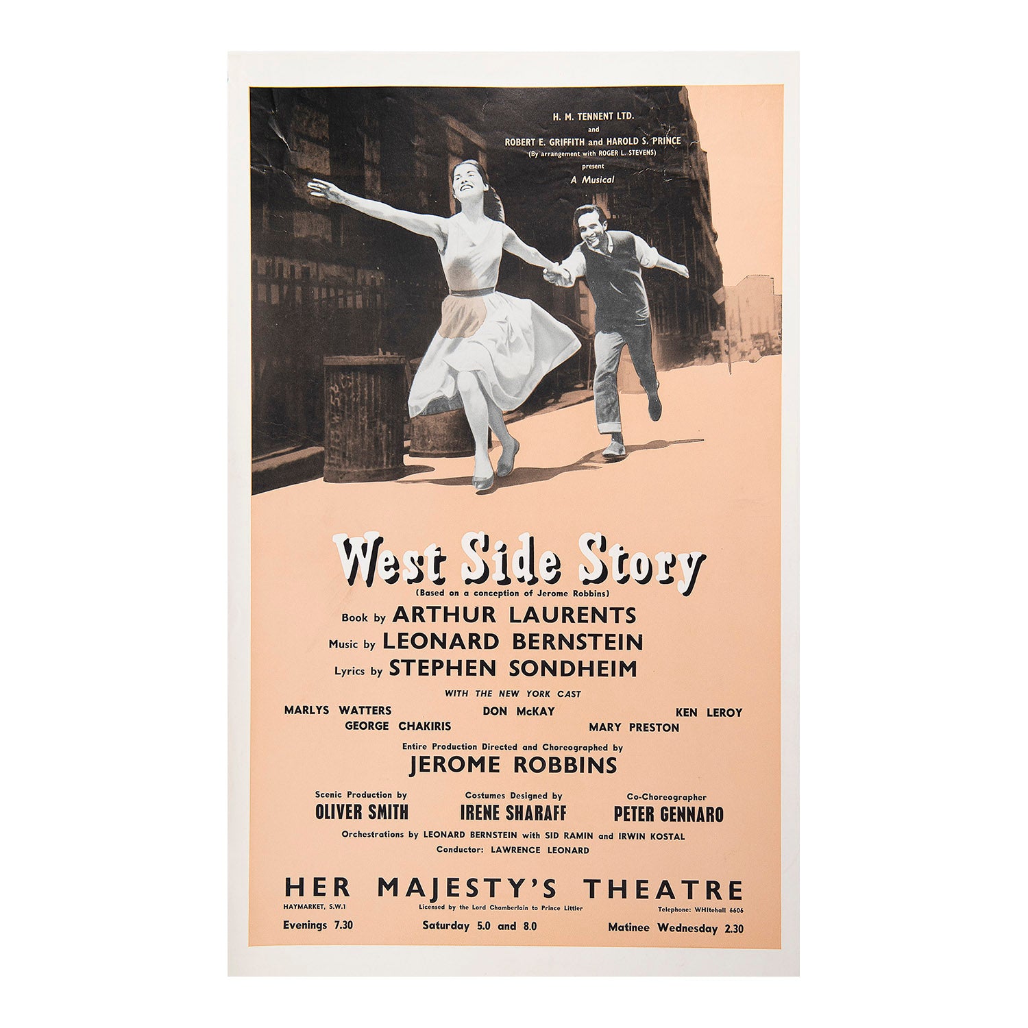 Original poster for the opening production of West Side Story, Her Majesty's Theatre, 1958