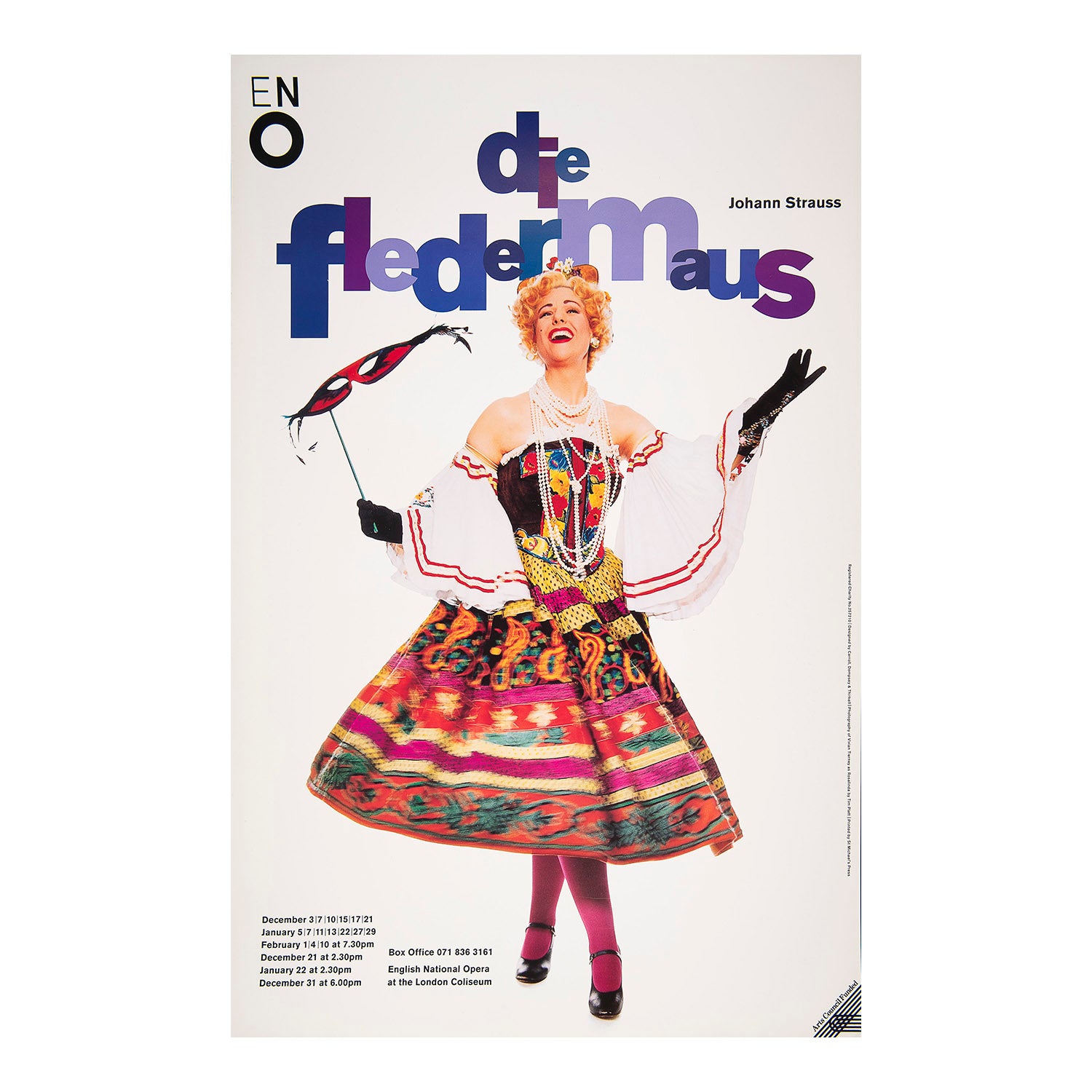 Original English National Opera poster, Die Fledermaus, London Coliseum, 1993