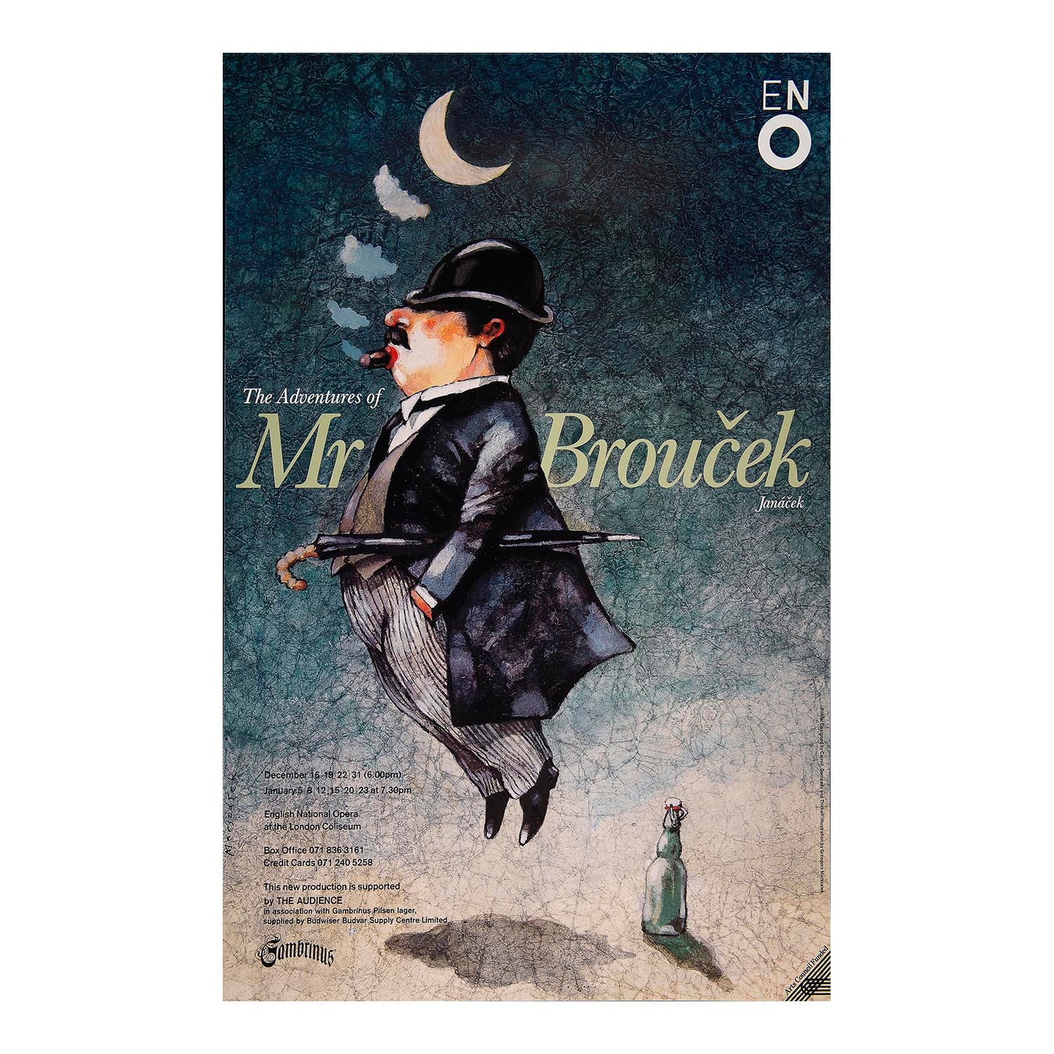 Original English National Opera poster, The Adventures of Mr. Brouček, London Coliseum, 1992. 