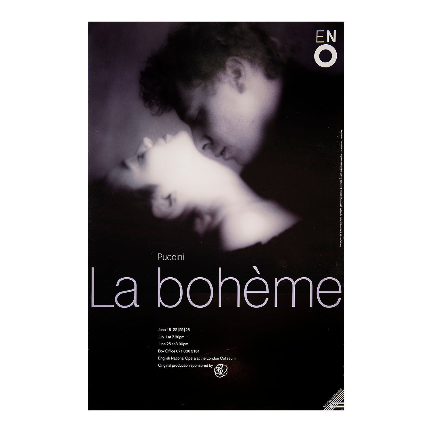 Original English National Opera poster, La Bohème, London Coliseum, 1993.