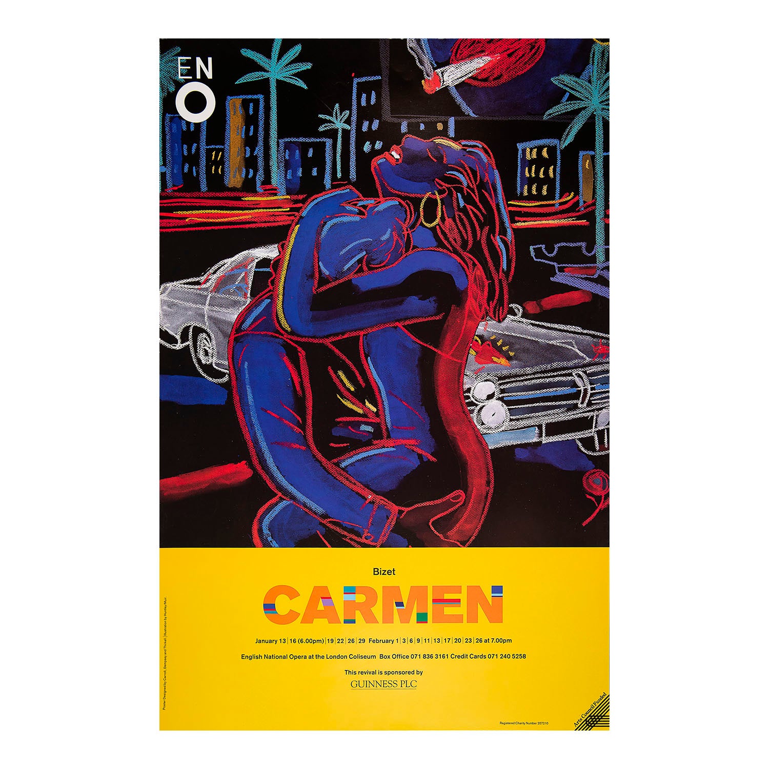 Original English National Opera poster, Carmen, London Coliseum, 1987.