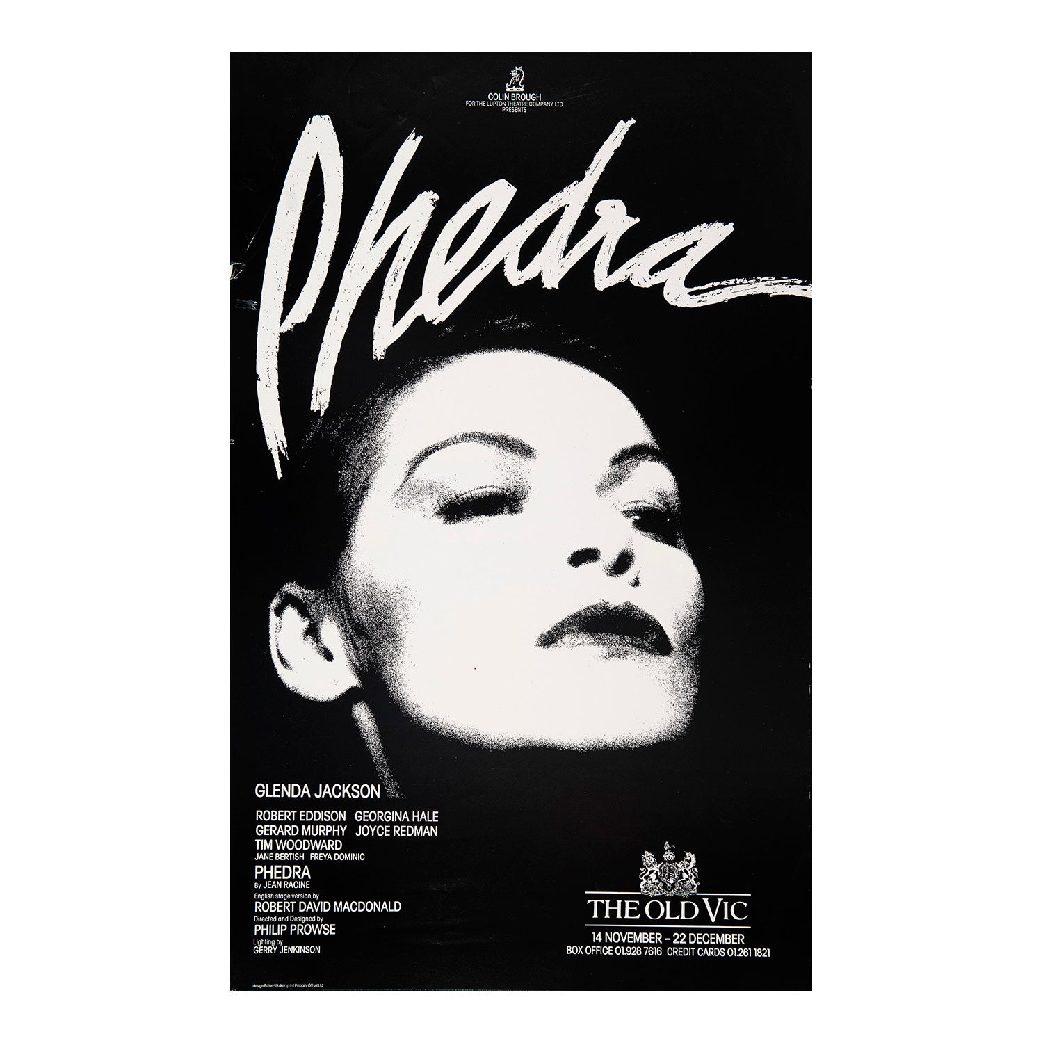 Original poster for a production of Phedra (by Jean Racine), The Old Vic, 1984