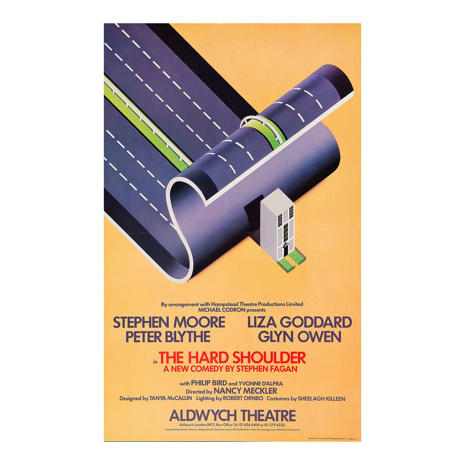 Original theatre poster for a production of The Hard Shoulder, Aldwych Theatre, 1982