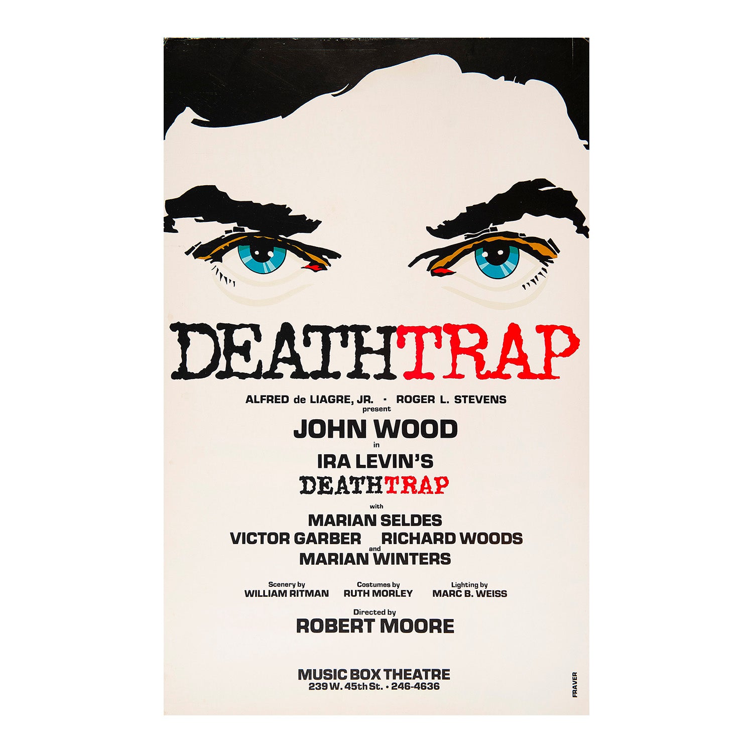 Original theatre poster for a production of Deathtrap (by Ira Levin), Music Box Theatre, 1978.