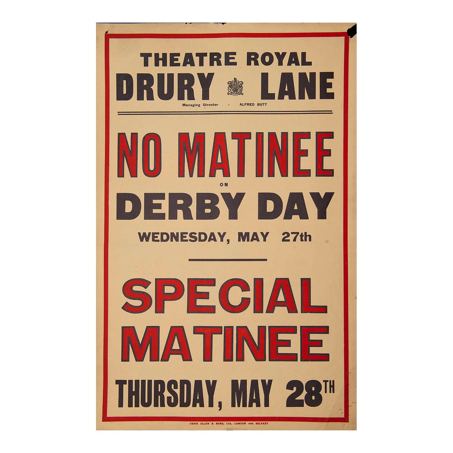 Theatre Royal, No Matinee on Derby Day