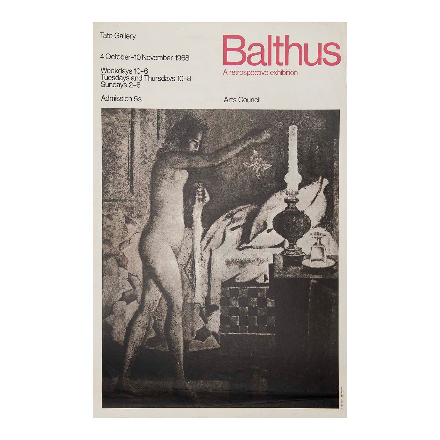 Original exhibition poster for the Polish-French artist Balthus (Balthasar Klossowski de Rola, 1908-2001), Tate Gallery, 1968.