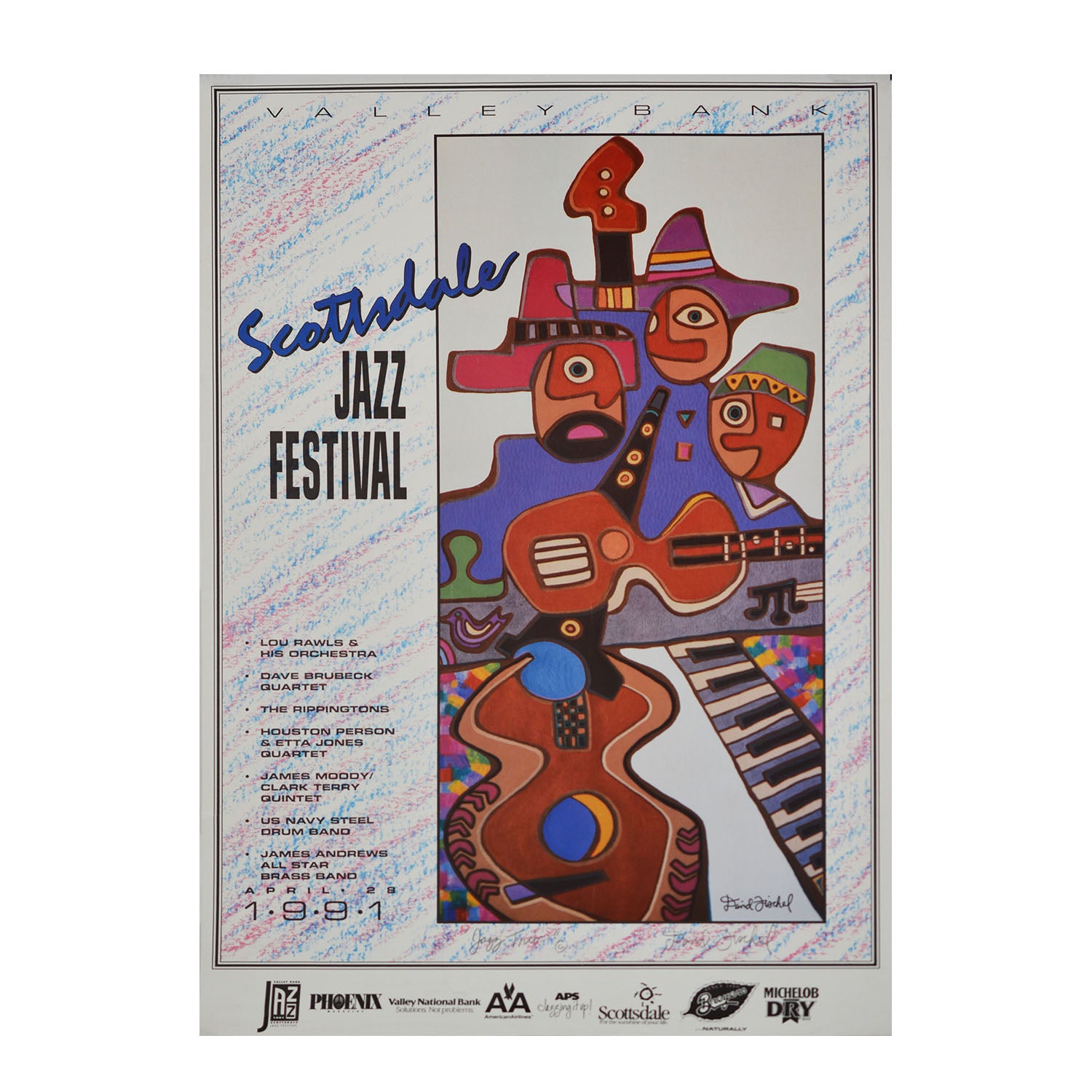 Original promotional poster for the 1991 Scottsdale Jazz Festival, designed by David Fischel